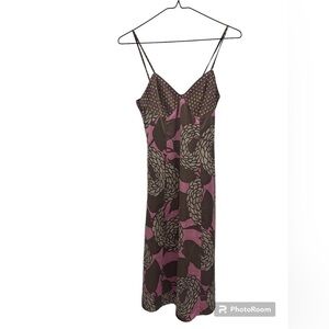 2/40$ Silk slip on midi dress xs brown and pink wonderlust
